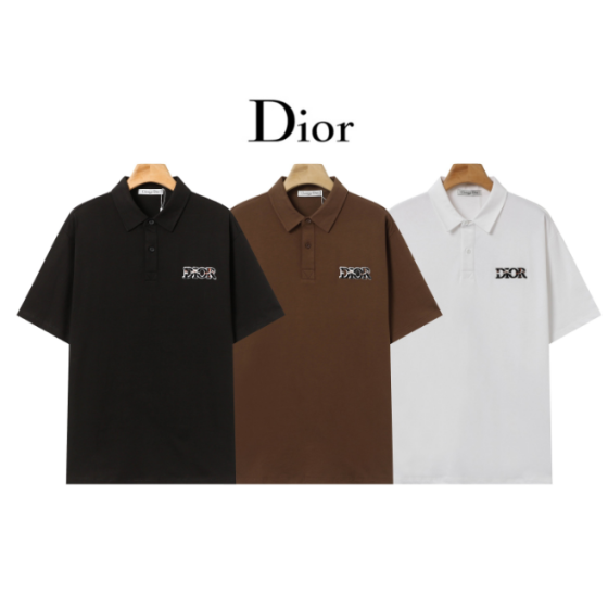 : Dior Text Logo Embroidered Polo Shir